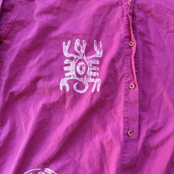 Vintage Worlds Apart Portugal Tribal Print Shirt Pink Boho Art Cotton M - Picture 4 of 7